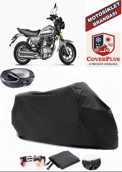 Yuki Scram 170 Siyah Arka Çanta Uyumlu Motorsiket Brandası Motor Örtüsü Çadır Su Geçirmez Motosiklet Kılıfı Motor Brandası