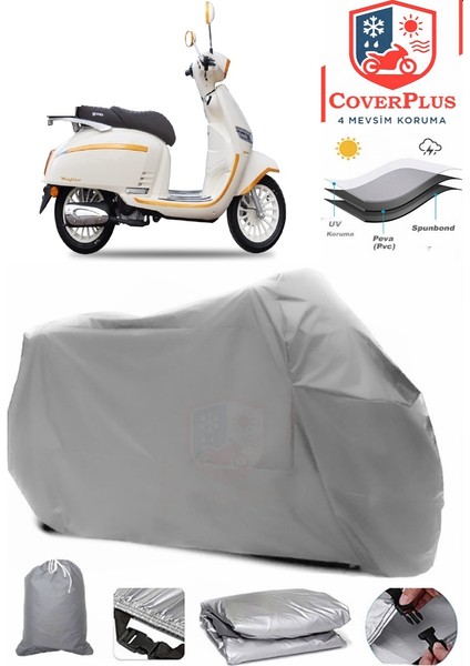 Yuki Mojito 125 Gri Motorsiket Brandası Motor Örtüsü Çadır Su Geçirmez Motosiklet Kılıfı Motor Brandası