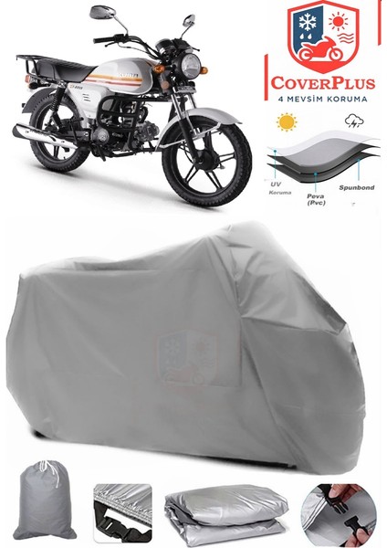 Kuba X-Boss Gri Motorsiket Brandası Motor Örtüsü Çadır Su Geçirmez Motosiklet Kılıfı Motor Brandası