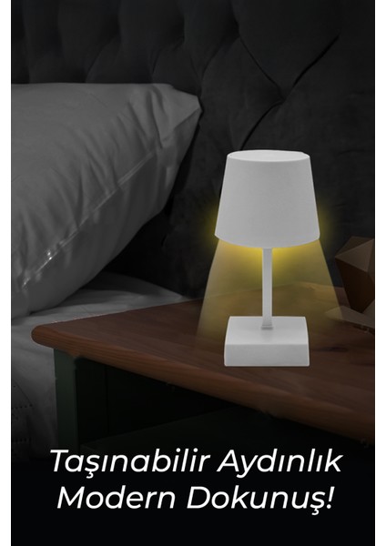 BB-16 Dokunmatik Masa Lambası | Şarjlı & Ayarlanabilir Işık Seviyesi, Modern Alüminyum Tasarım