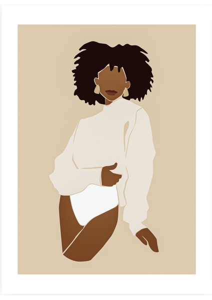 Ivory Muse Çerçeveli Kanvas Tablo – Modern Soyut Kadın Figürlü Minimal Poster (25x30 cm) modelleri