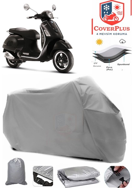 Vespa Gts 250 Gri Motorsiket Brandası Motor Örtüsü Çadır Su Geçirmez Motosiklet Kılıfı Motor Brandası