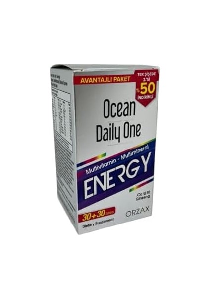 Daily One Energy Multivitamin, 30+30 Tablet, 2. Şişe%50 Indirimli