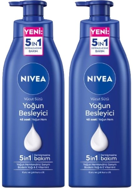 Nıvea Besleyici Vücut Sütü 400ML, Kuru Ciltler, 48 Saat Nemlendirici, E Vitamini, Badem Yağı, X2 Adet