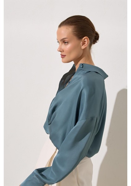 Kuvars Dökümlü Rahat Kesim Bluz