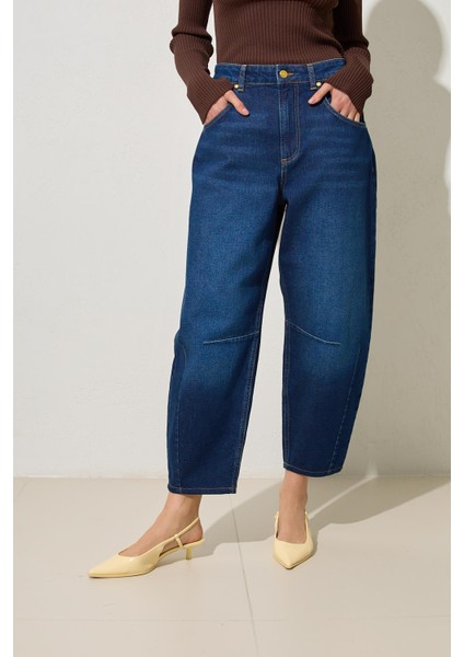 Lacivert Rahat Kesim Kot Pantolon