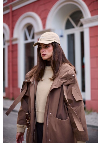 Acı-Kahve Yaka Detaylı Rahat Kesim Trençkot fırsatları