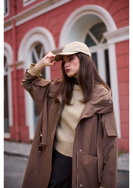 Acı-Kahve Yaka Detaylı Rahat Kesim Trençkot indirimleri