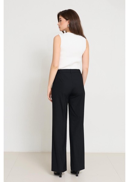 Siyah Tam Kalıp Rahat Kesim Pantolon indirimleri