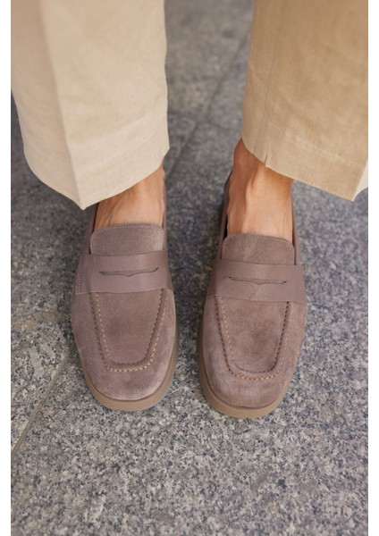 Monti Kadin Kahve Gercek Suet Loafer Ayakkabi fırsatları
