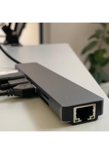 Pro Air Için USB Type-C Hub Dönüştürücü 8 In 1 Çoklayıcı - Hdmı, 2 Adet USB 3.0, 2 Adet USB C, Sd/microsd, Ethernet - Çevirici 8li Port USB C Adaptör Bağlantı Noktası Ara Kablo modelleri