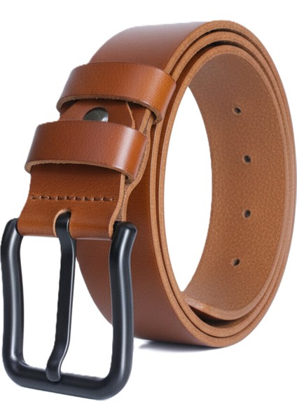 %100 Hakiki Deri Erkek Kemer Siyah Tokalı 4cm