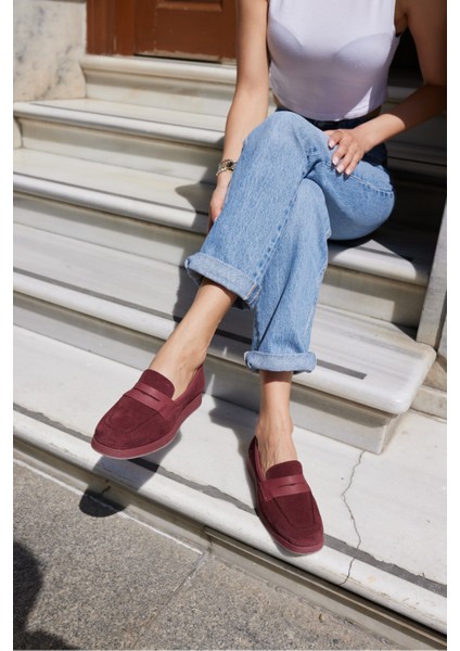 Monti Kadin Kahve Gercek Suet Loafer Ayakkabi