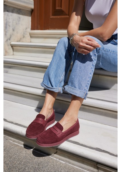 Monti Kadin Kahve Gercek Suet Loafer Ayakkabi