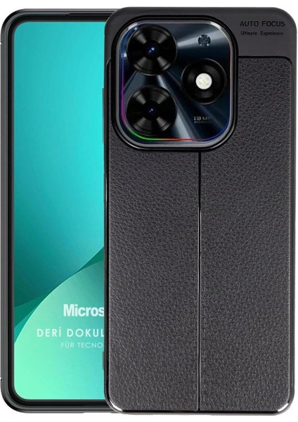 Tecno Spark 20 Pro Kılıf Deri Dokulu Silikon Siyah [spark 20 Pro ile Uyumlu Kılıf - Siyah]