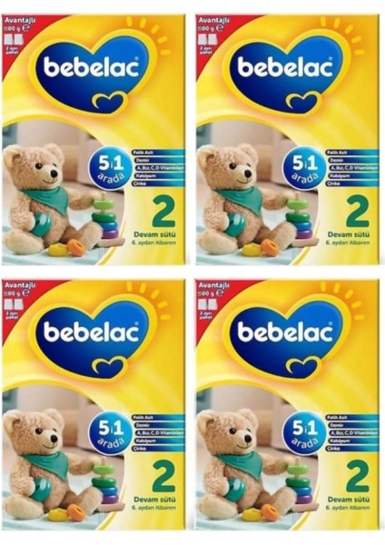 Bebelac 2 Devam Sütü 800 gr 6-9 Ay x 4 Adet -Kofre fiyatları