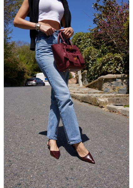 Murcia Kadın Siyah Mini Topuklu Slingback Ayakkabi modelleri