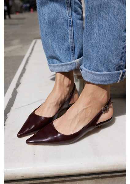 Murcia Kadın Siyah Mini Topuklu Slingback Ayakkabi