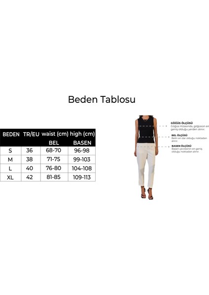 Bej Bej Cep Ve Önden Dikiş Detaylı Rahat Kesim Arka Beli Lastikli Pantolon