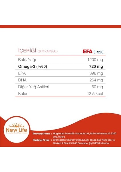 New Life Efa S-1200 45 Kapsül