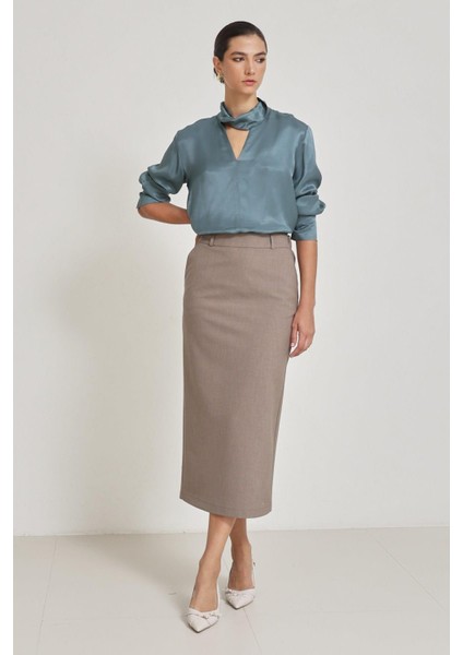 Vizon Tam Kalıp Midi Boy Kalem Etek modelleri