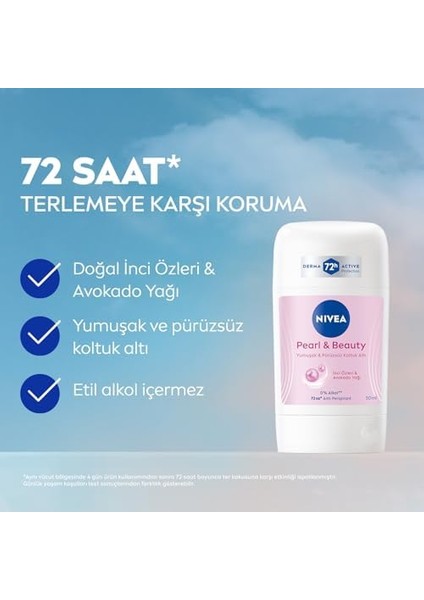 Nıvea Kadın Stick Deodorant Pearl & Beauty 50ML, 72 Saat Anti-Perspirant, Yumuşak ve Pürüzsüz Koltuk Altı modelleri