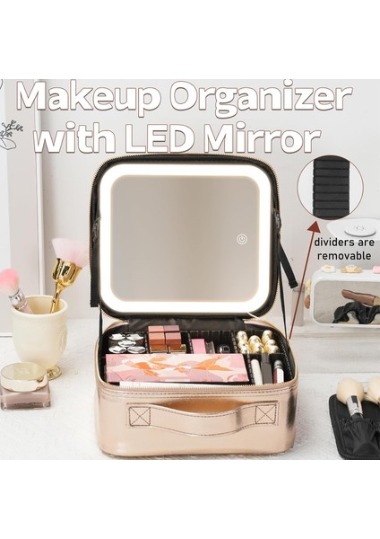 LED Işıklı Aynalı Makyaj Çantası Seyahat Makyaj Çantası indirimleri