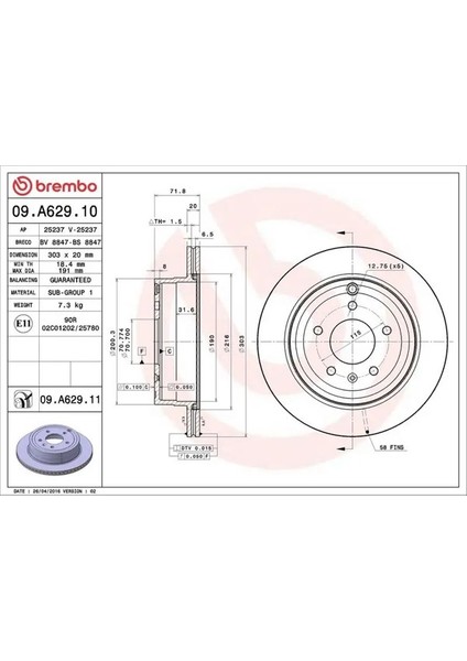 09A62910 Arka Fren Diski 15223784 20892952 20968395 (2 Adet Fiyatıdır)