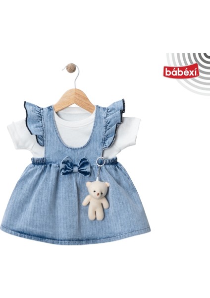 Ayıcıklı Kot Elbise Mavi