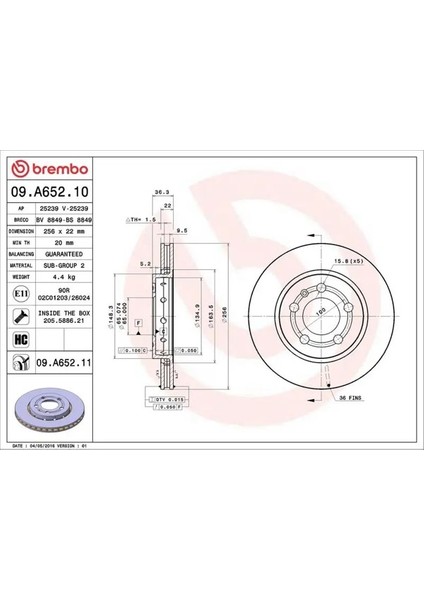 09A65211 Arka Fren Diski 8L0615601 8L061601 8N0615601B (2 Adet Fiyatıdır)