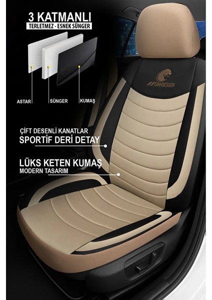 Honda Inspire (Ua1/ua2) 2.5 I 20V S (190 Hp) 1998 Panther Serisi Uyumlu Keten Oto Koltuk Kılıfı Bej fiyatları