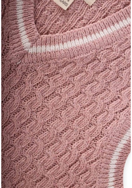 Saş Örgü Triko Süeter 3-9 Yaş Pudra Pembe modelleri