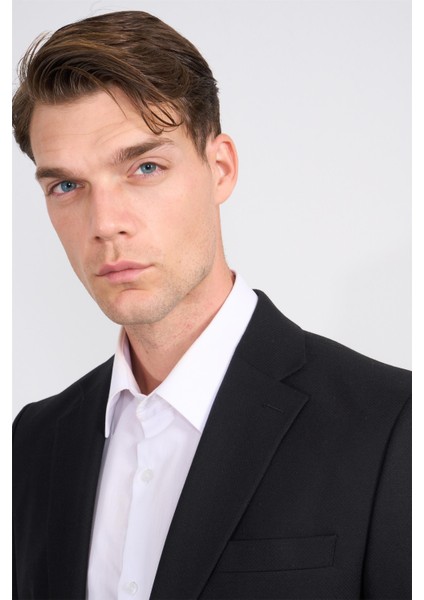 4666 Erkek Mono Yaka Tek Ceket Slim Fit Siyah modelleri