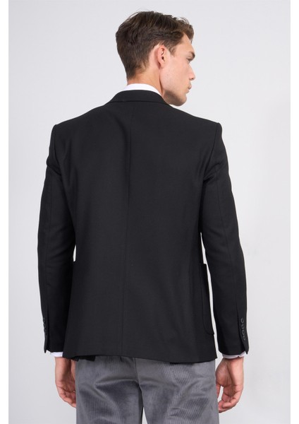 4666 Erkek Mono Yaka Tek Ceket Slim Fit Siyah fırsatları