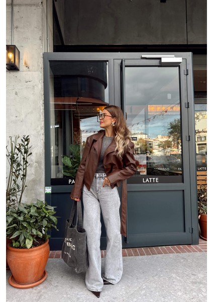 Gri Yıkama Yüksek Bel Geniş Paça Jean indirimleri