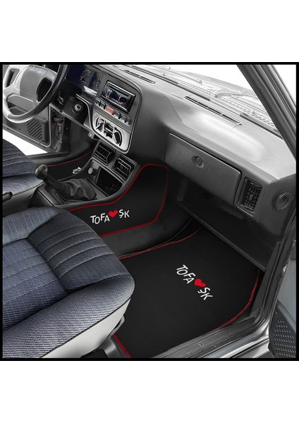 Tofaş Şahin Doğan Kartal Siyah Vites Orta Konsol Yan Kaplama Halısı & Oto Halı Paspas Seti – Nakışlı modelleri