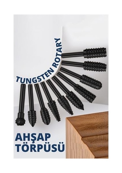 Hsnet Tungsten Ahşap Oyma Şekillendirme 10 Lu Törpü Seti - M226R357-K97226