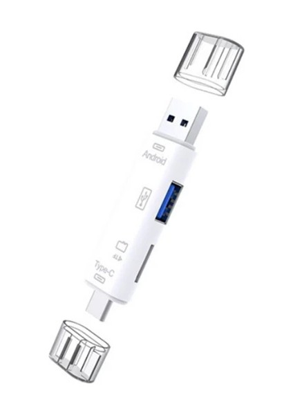 Smart Otg 3in1 Type-C ve Micro USB Tf Card Reader OTG-(5775) - M683R376-K91683