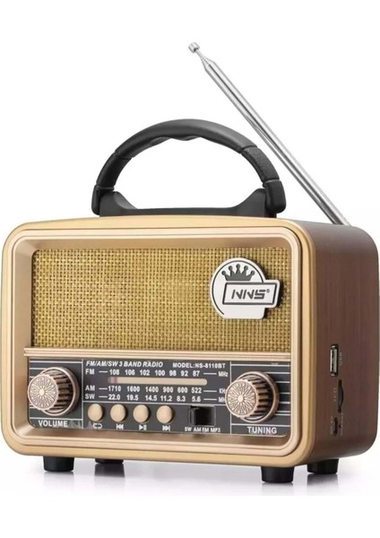 Ortaboy Retro, Nostaljik, Ahşap Tasarım Bluetooth Hoparlörlü, Şarjlı, Taşınabilir Fm/am Destekli Radyo NS-8110 fiyatları