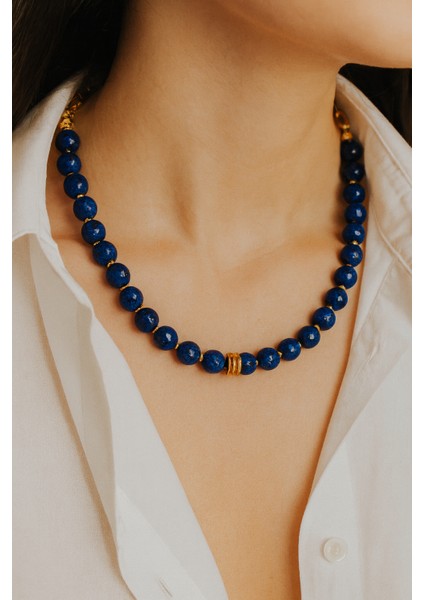 Altın Kaplama Ara Detaylı Doğal Yeşim Taşı Kolye fiyatları