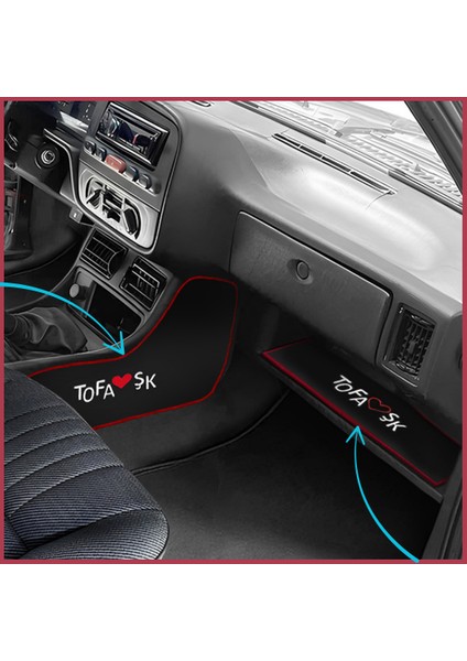 Tofaş Şahin Doğan Kartal Uyumlu Siyah Vites Orta Konsol Yan Koruma Halısı & Torpido Alt Sehpa Halısı fiyatları