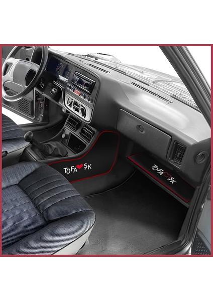 Tofaş Şahin Doğan Kartal Uyumlu Siyah Vites Orta Konsol Yan Koruma Halısı & Torpido Alt Sehpa Halısı modelleri
