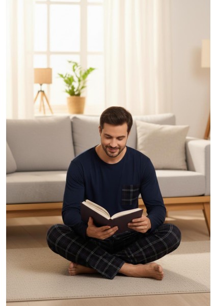 Konforlu Ev Giyimi Üst ve Desenli Pijama Altı | Erkek Pijama Takımı fırsatları