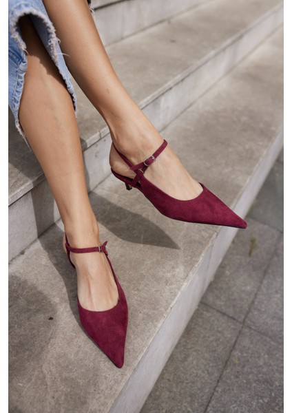 Emila Kadın Siyah Suet Mini Topuklu Ayakkabi