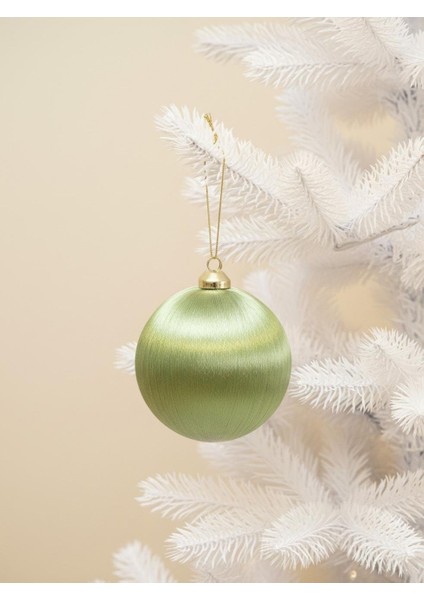 Yılbaşı Topu – Ipek Iplik Sarılı Çam Ağacı Süsü Yağ Yeşili 10 cm