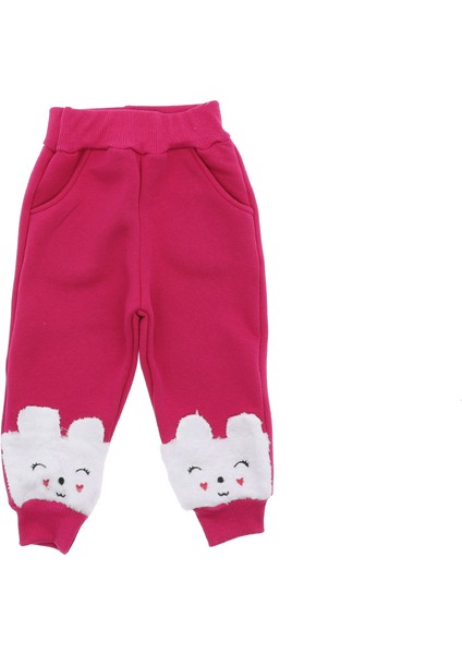 Paça Wefsoft Kedi Nakışlı Üç Iplik Şardonlu Eşofman Alt - Fuşya - 5 - 6 Yaş Fuşya