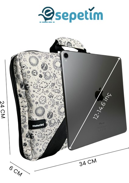 Omuz Askılı, Uzay Desenli Samsung Galaxy Tab S10 Fe+ 5g SM-X626B ile Uyumlu 13.1" Tablet Çantası