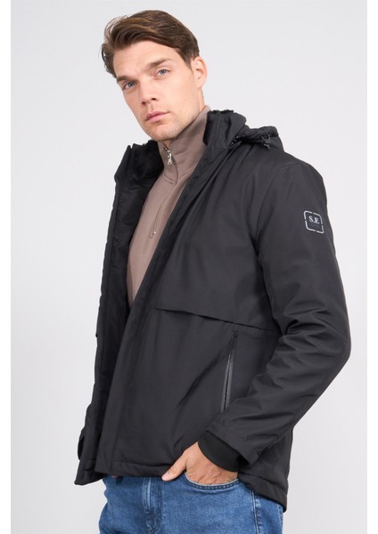 Kagı K26 43012 Siyah Erkek Bondıt Kapusonlu Mont