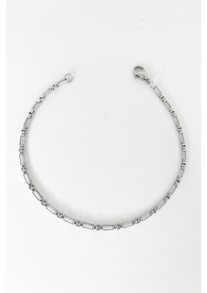 Gümüş Renkli Dikdörtgen Kare Çelik Zincir Bileklik fiyatları