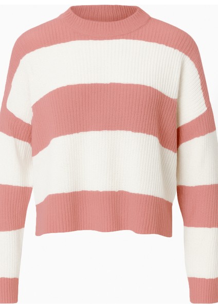 Kadın Çizgili Triko Kazak - Şık ve Ofis Giyimine Uygun